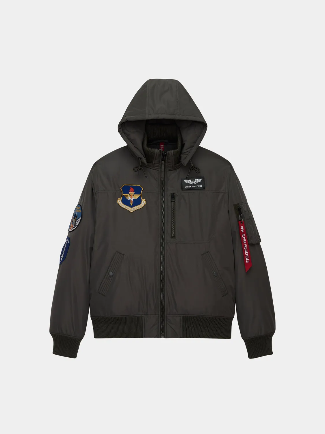 Alpha Industries Patched Hooded Rib bomber noir capuche