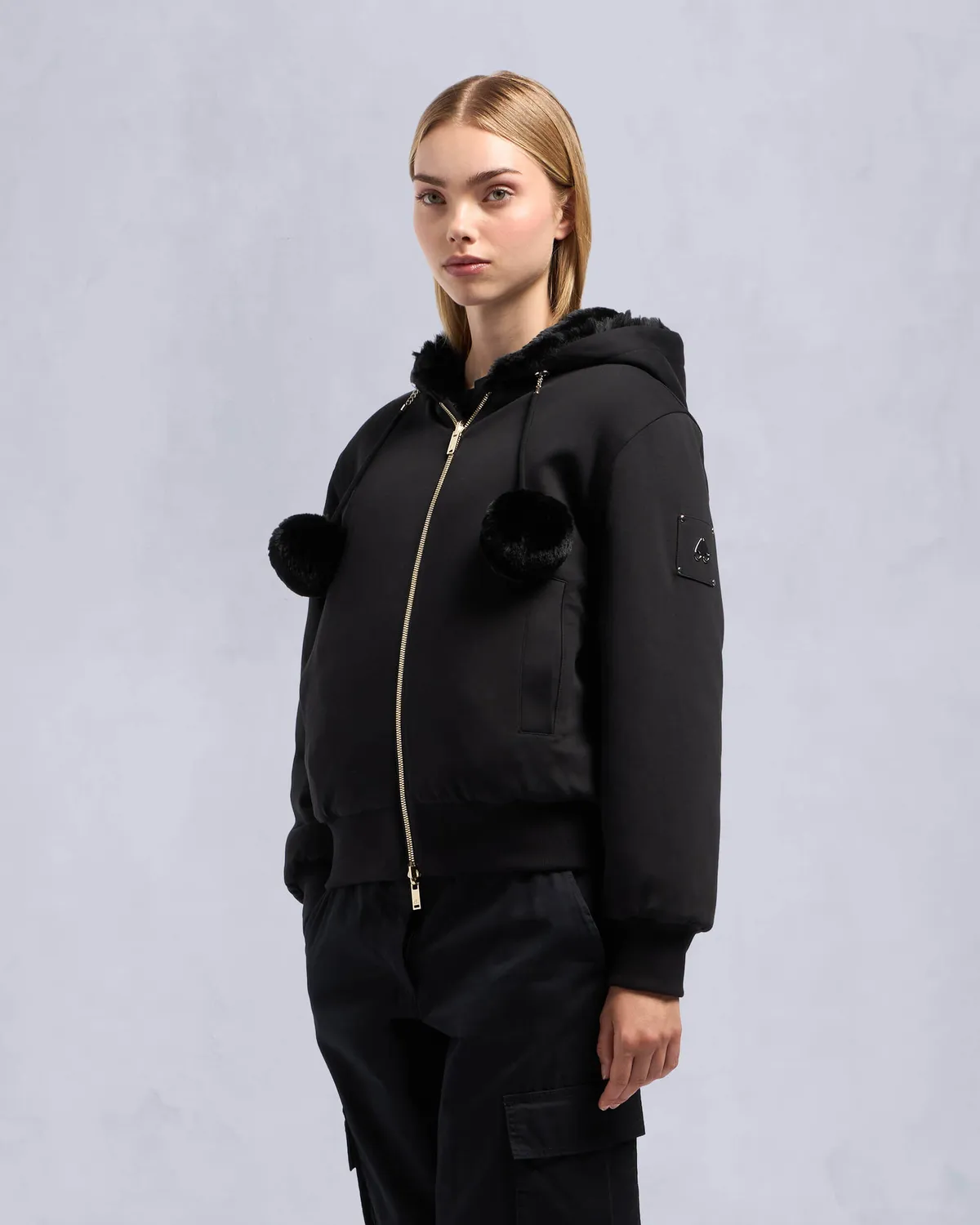 Moose Knuckles Gold Mealy Bunny hoodie noir réversible
