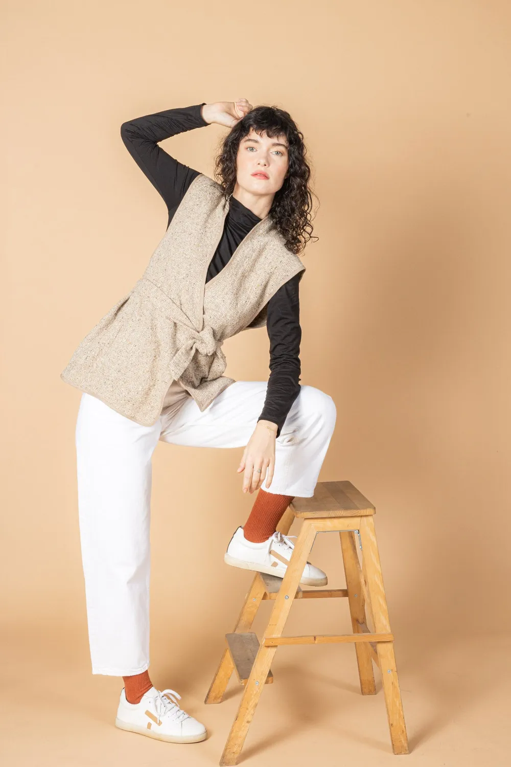 Soubacq Castiglione gilet tweed beige