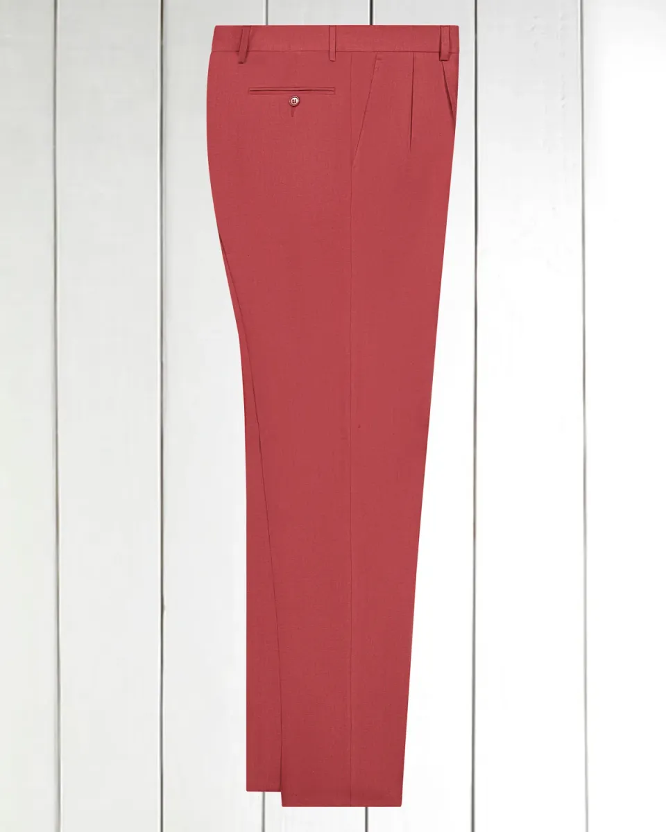 Hollington Luca pantalon lin rouge Piaget à plis taille haute