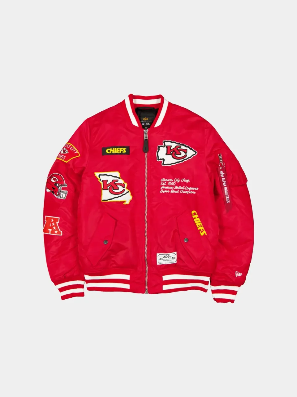 Alpha Industries MA-1 Chiefs bomber rouge brodé léger