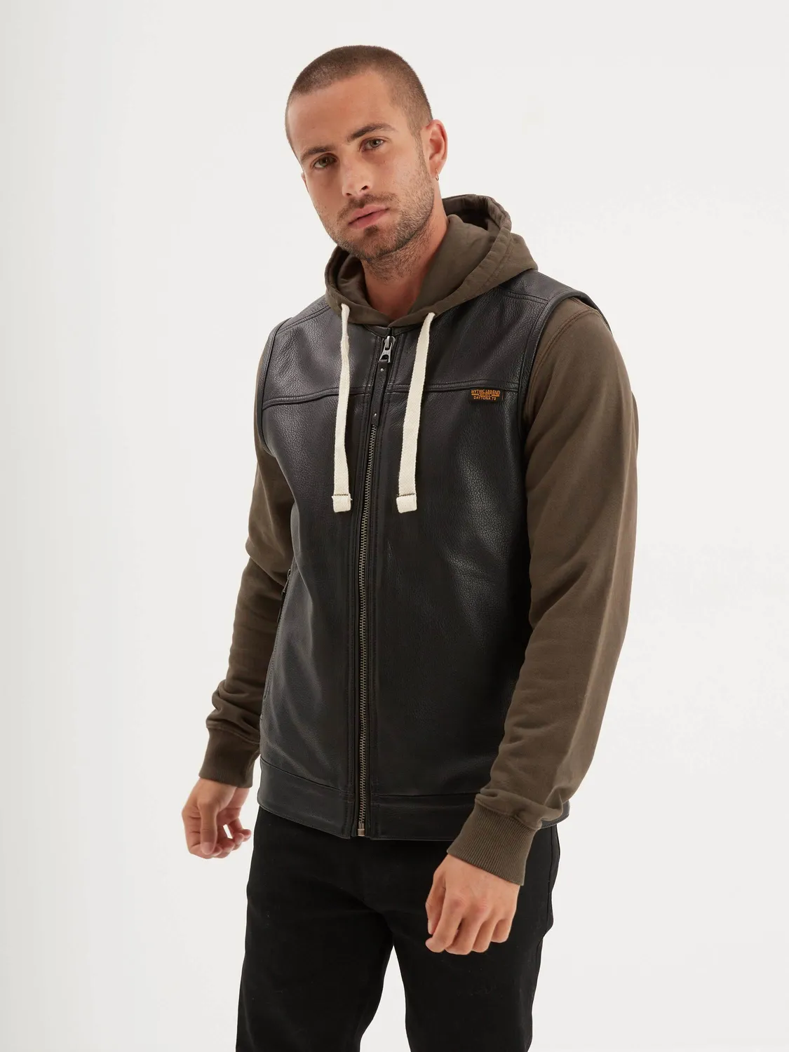 DAYTONA West Road gilet cuir homme chèvre noir