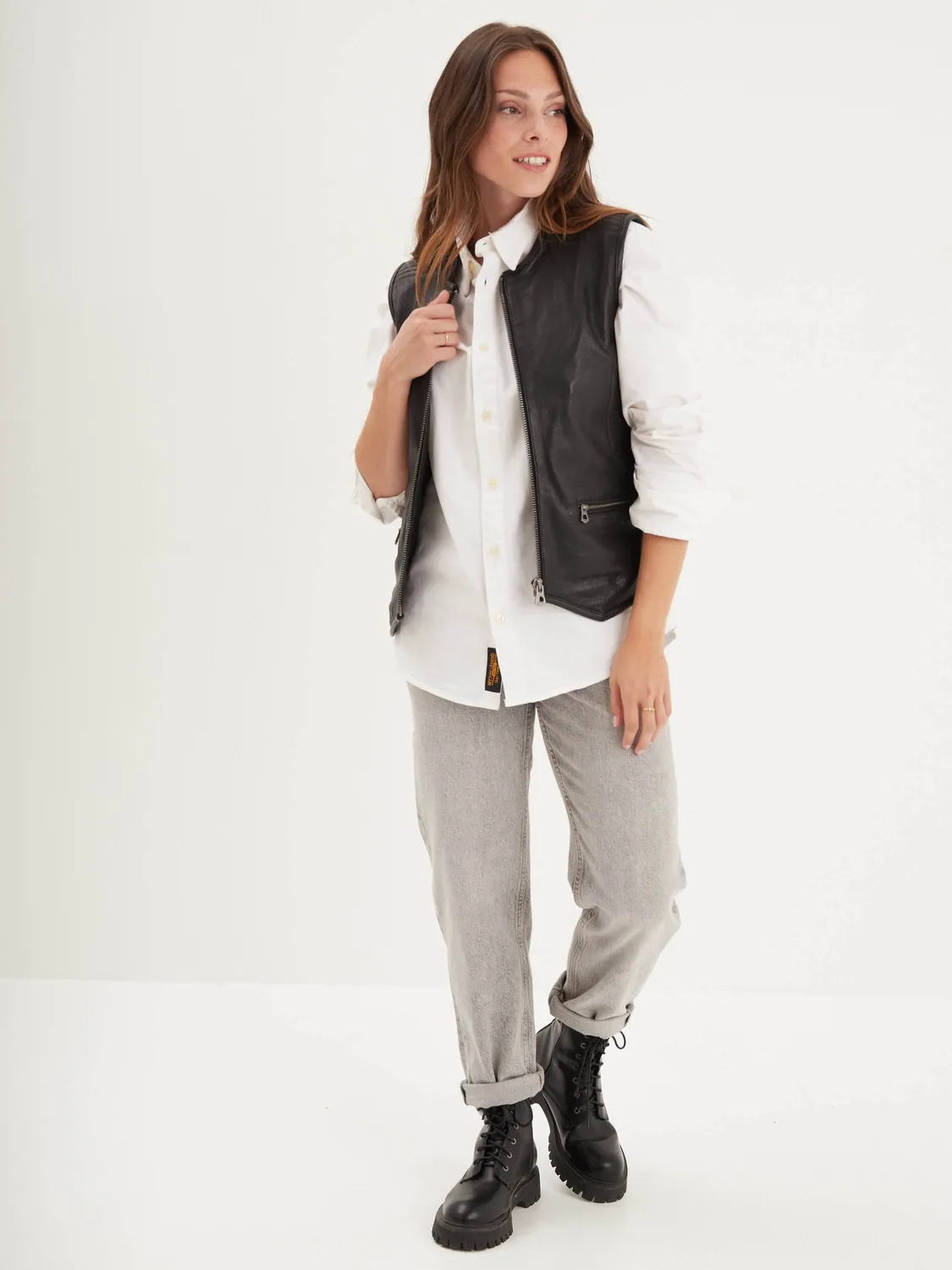 Daytona Free chapter gilet biker cuir noir femme