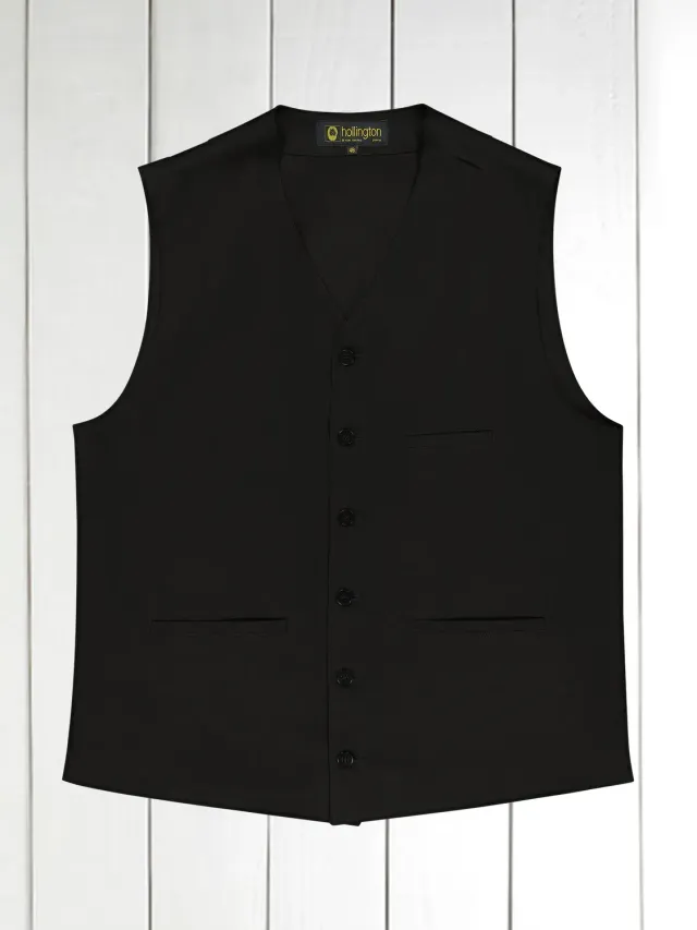 Hollington gilet serge coton noir poches passepoilées
