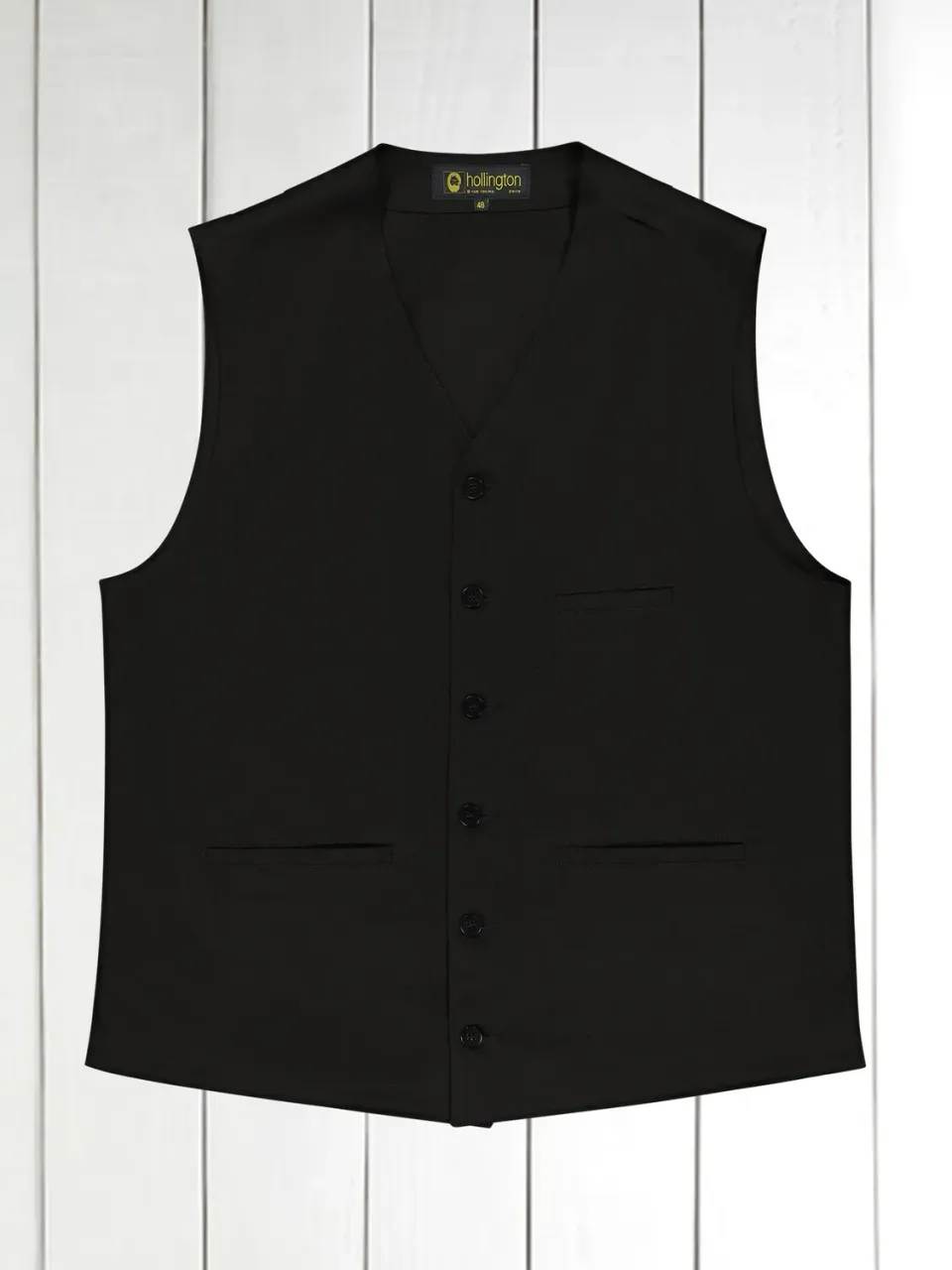 Hollington gilet serge coton noir poches passepoilées