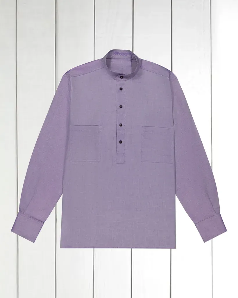 Hollington chemise col mao coton aubergine