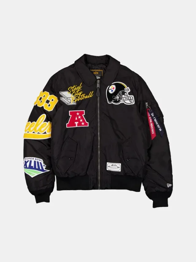 Alpha Industries MA-1 bomber Pittsburgh Steelers noir brodé