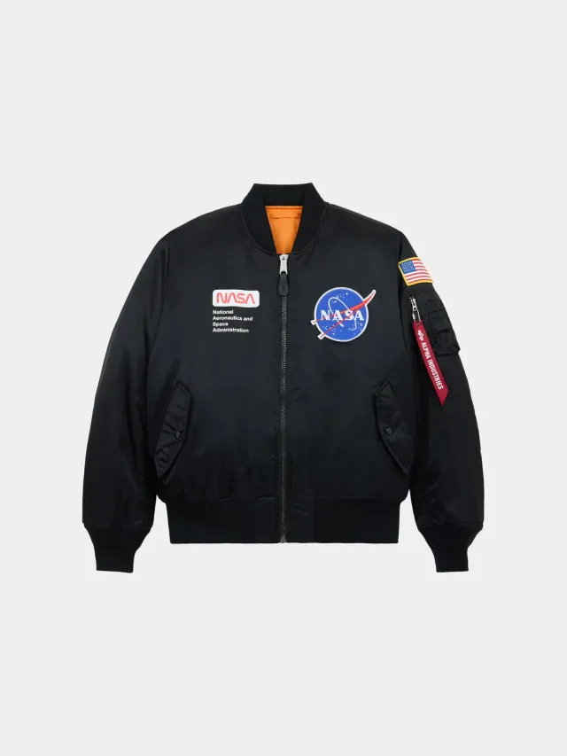Alpha Industries NASA MA-1 bomber noir réversible isolé