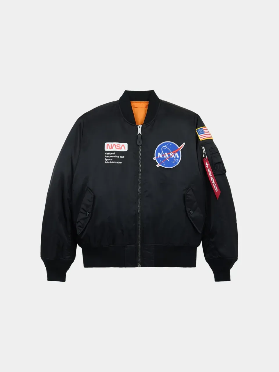 Alpha Industries NASA MA-1 bomber noir réversible isolé