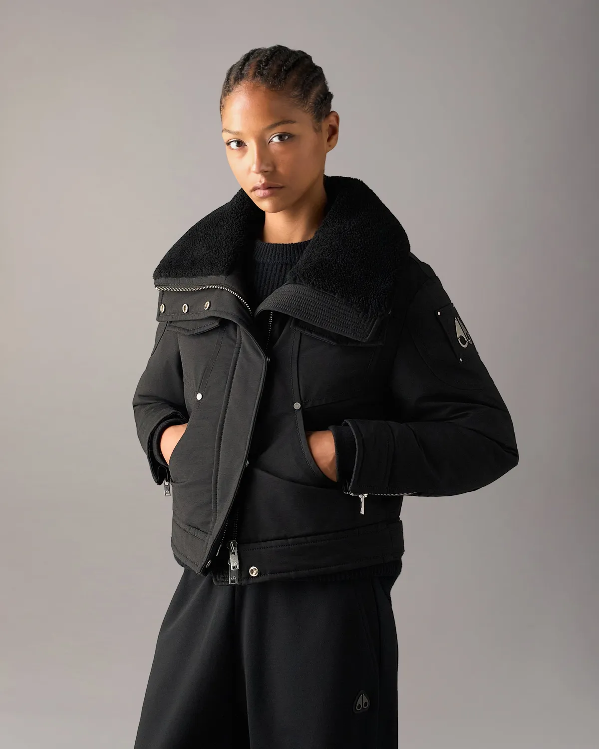 Moose Knuckles Aurora Down Trucker blouson noir duvet chaud