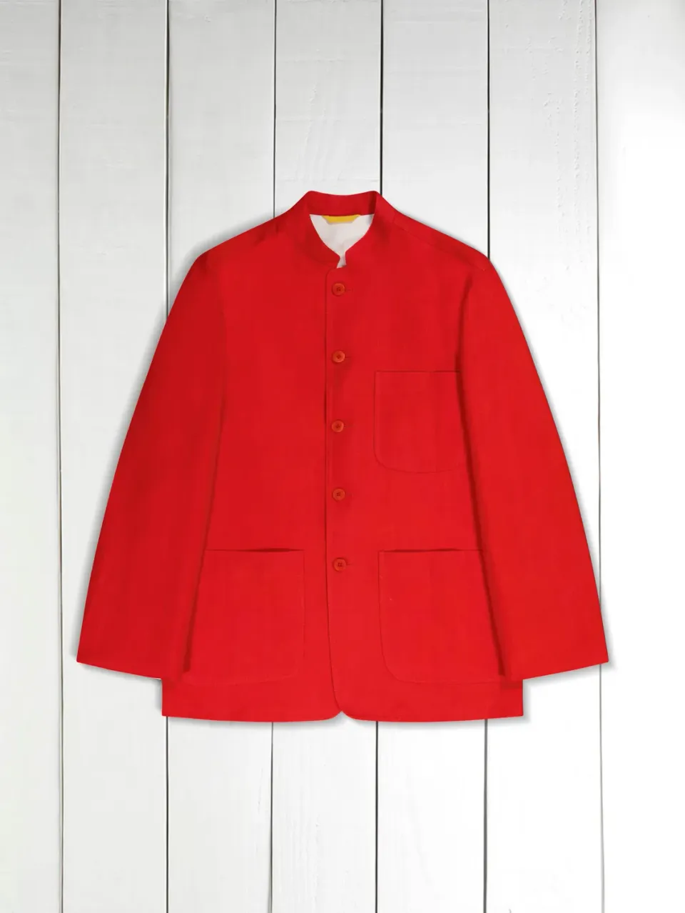 Hollington Tyrol veste lin rouge col mao légère