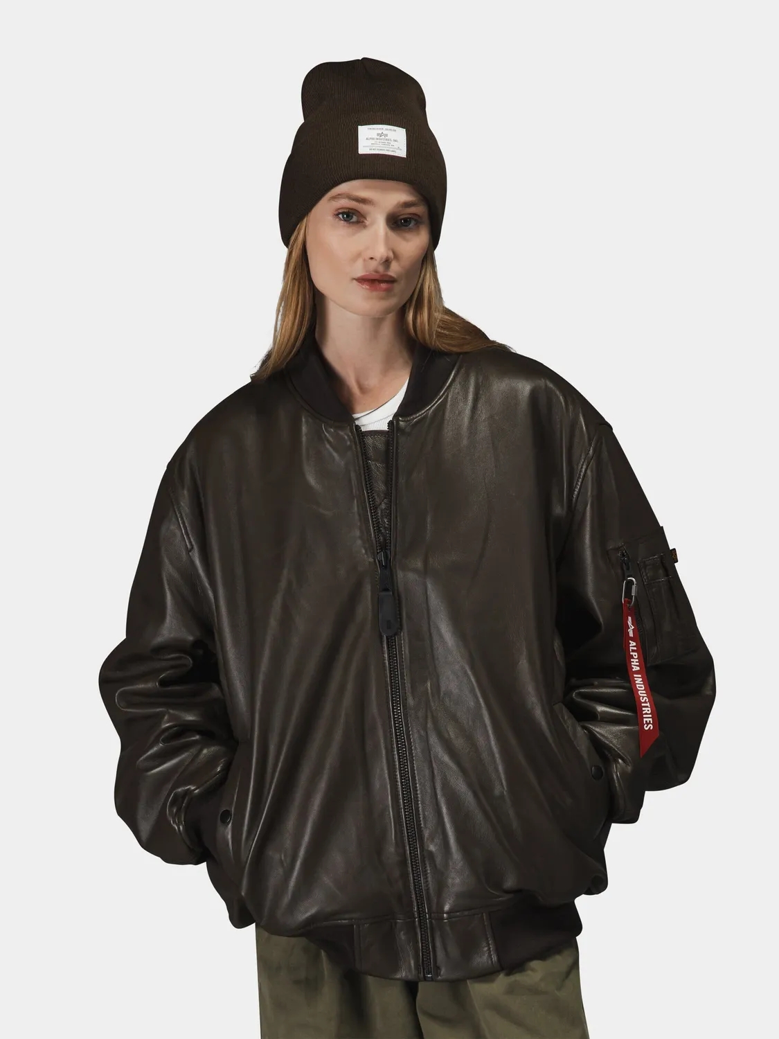 Alpha Industries MA-1 Leather blouson cuir espresso