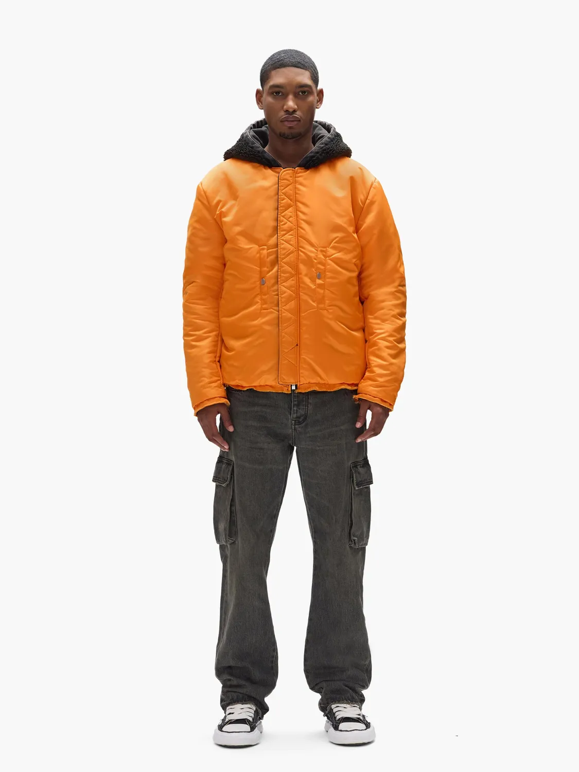 Purple x Alpha Hooded Bomber blouson noir oversize