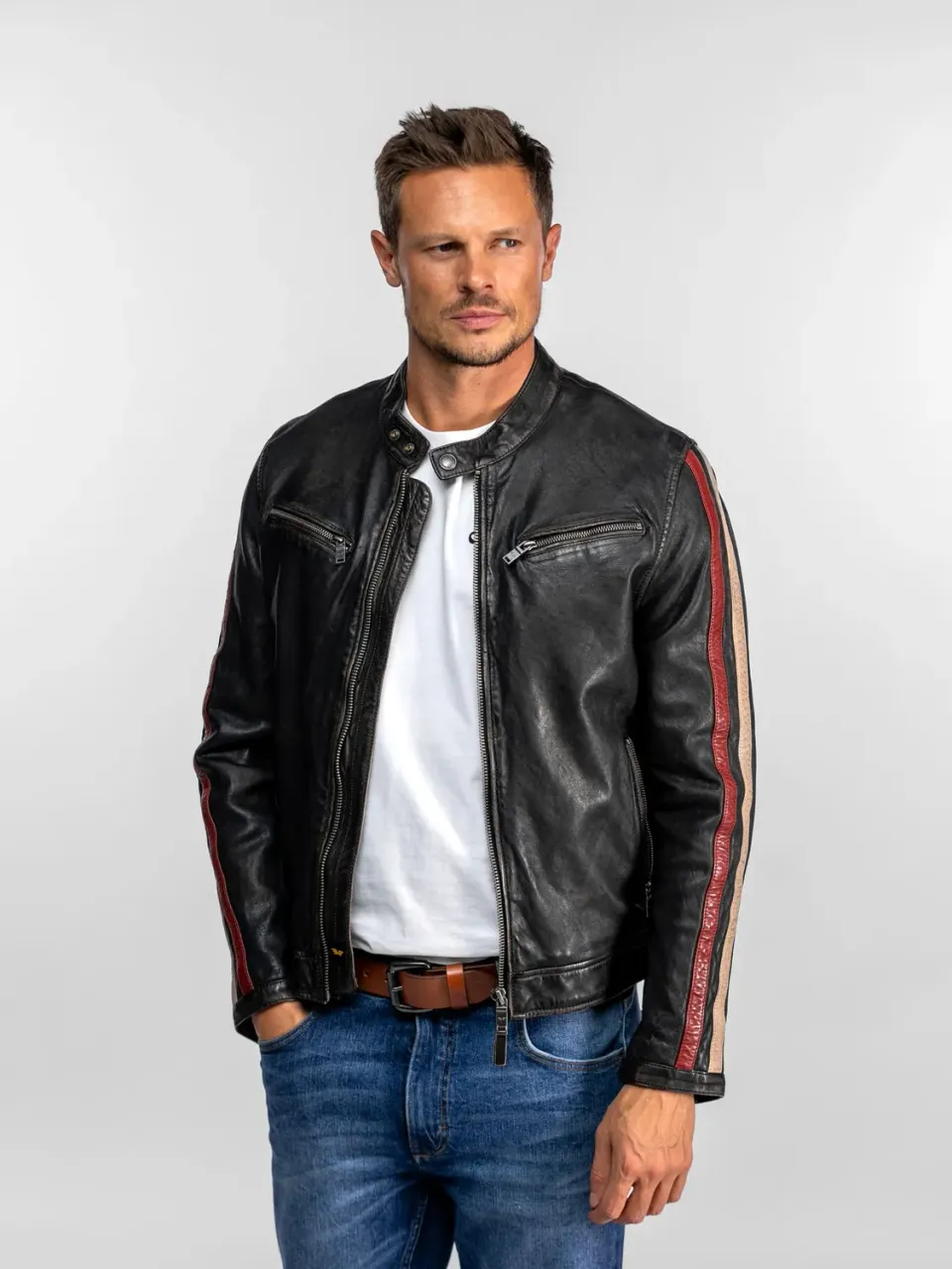 Daytona Coden blouson cuir noir mouton doublé coton