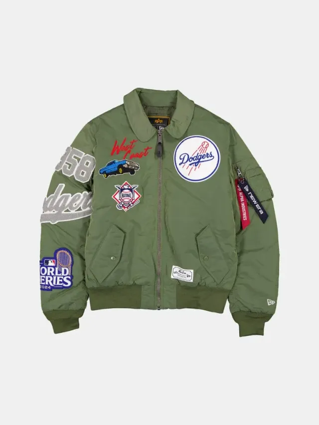 Alpha Industries MA-1 Dodgers bomber vert brodé léger