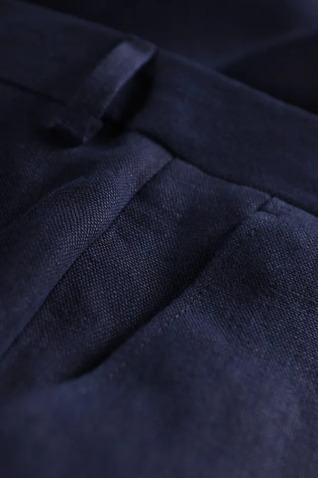 Hollington Jules large pantalon lin bleu marine