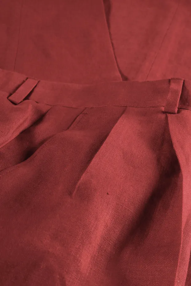 Hollington Luca pantalon à pinces lin rouge Piaget