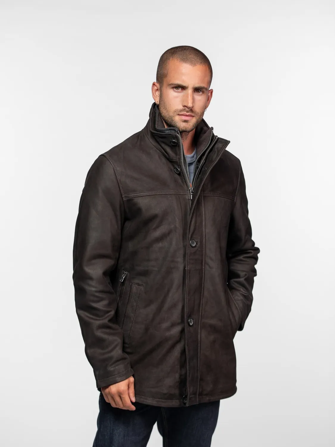 Daytona Tyler Madison blouson cuir marron nubuck