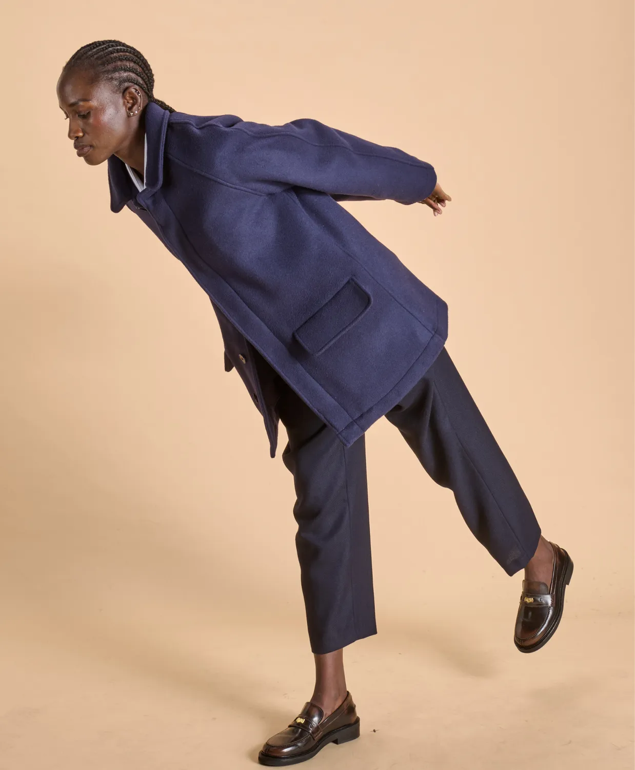 SOUBACQ Le Trench Highland trench laine bleu profond