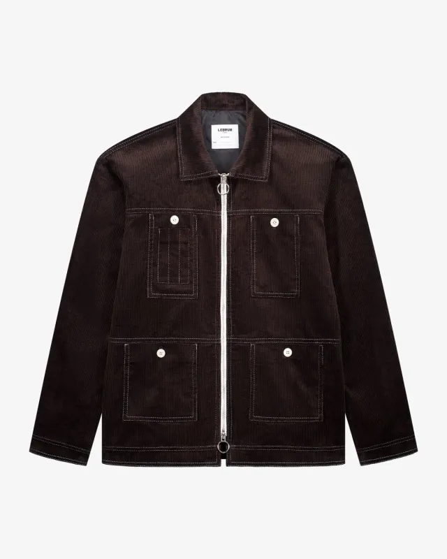 Lebrun blouson marron velours côtelé zippé hiver