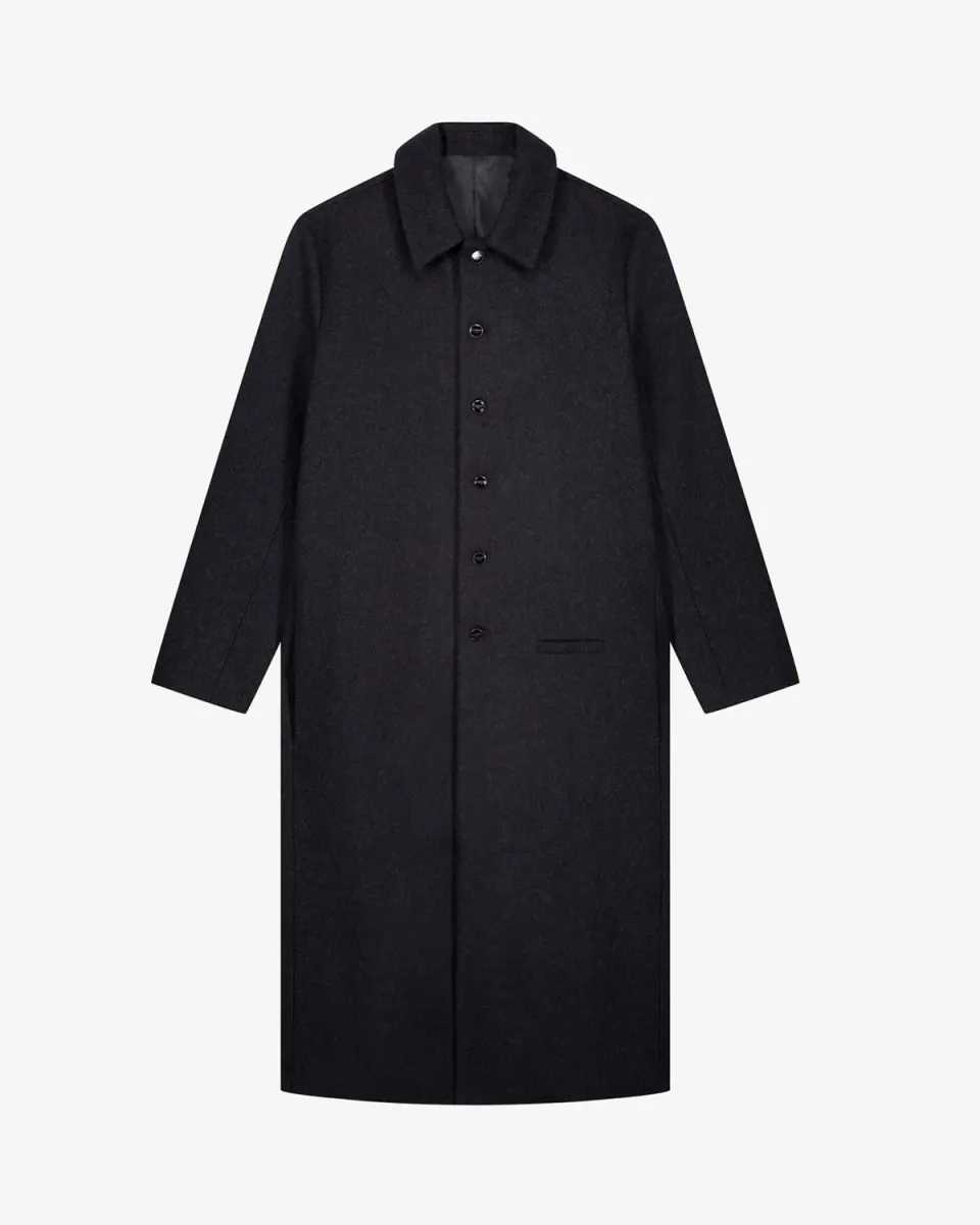 Lebrun Manteau Long Laine Gris Anthracite Homme Pur Laine