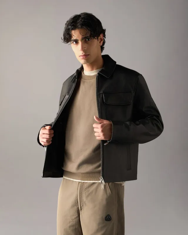 Moose Knuckles Jacques veste cuir noir zippée