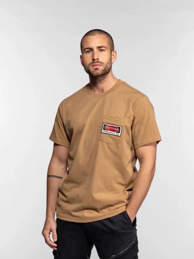 Daytona Vilas t-shirt coton homme beige poche poitrine