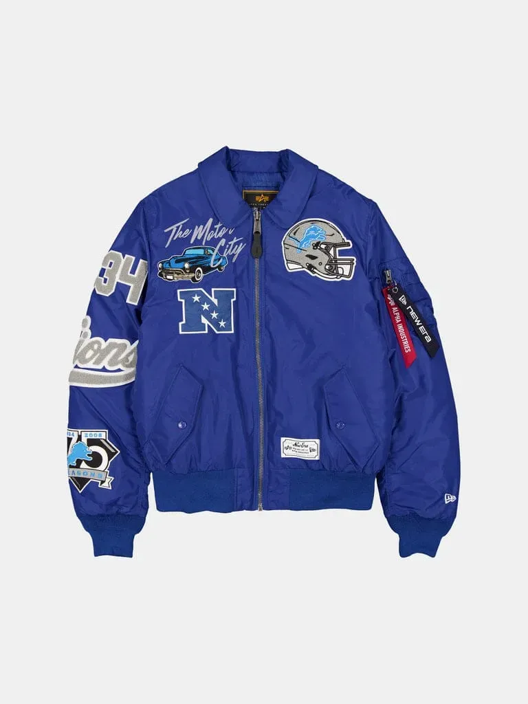 Alpha Industries MA-1 Detroit Lions bomber bleu nylon