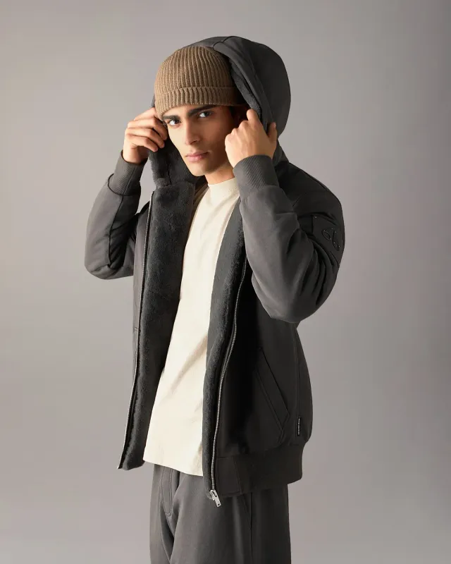 Moose Knuckles Classic Bunny Hoodie sweat Cement molleton doux