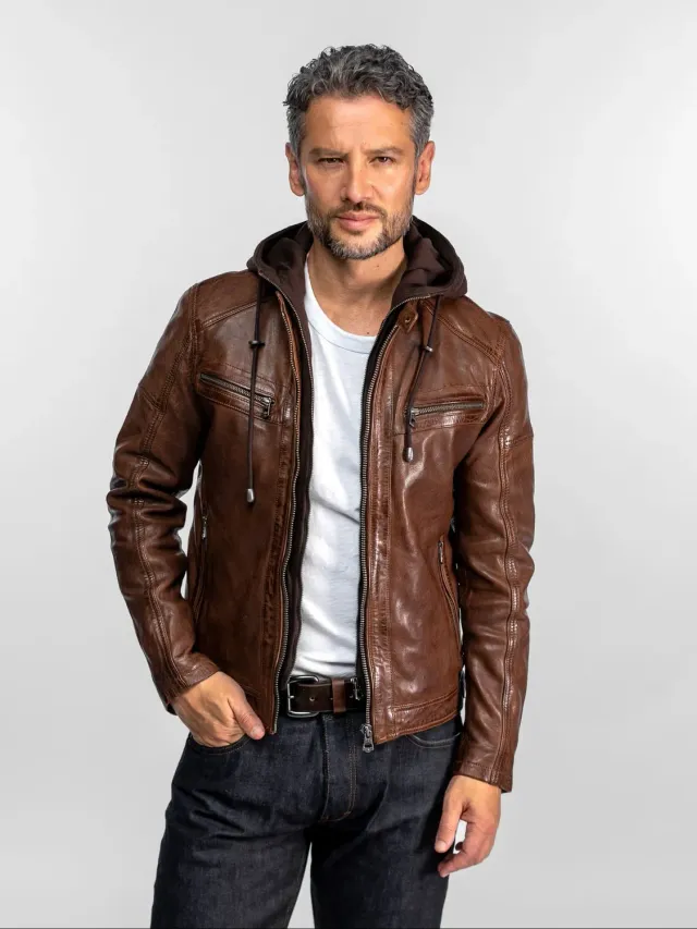 Daytona Bishop blouson cuir vintage agneau noir