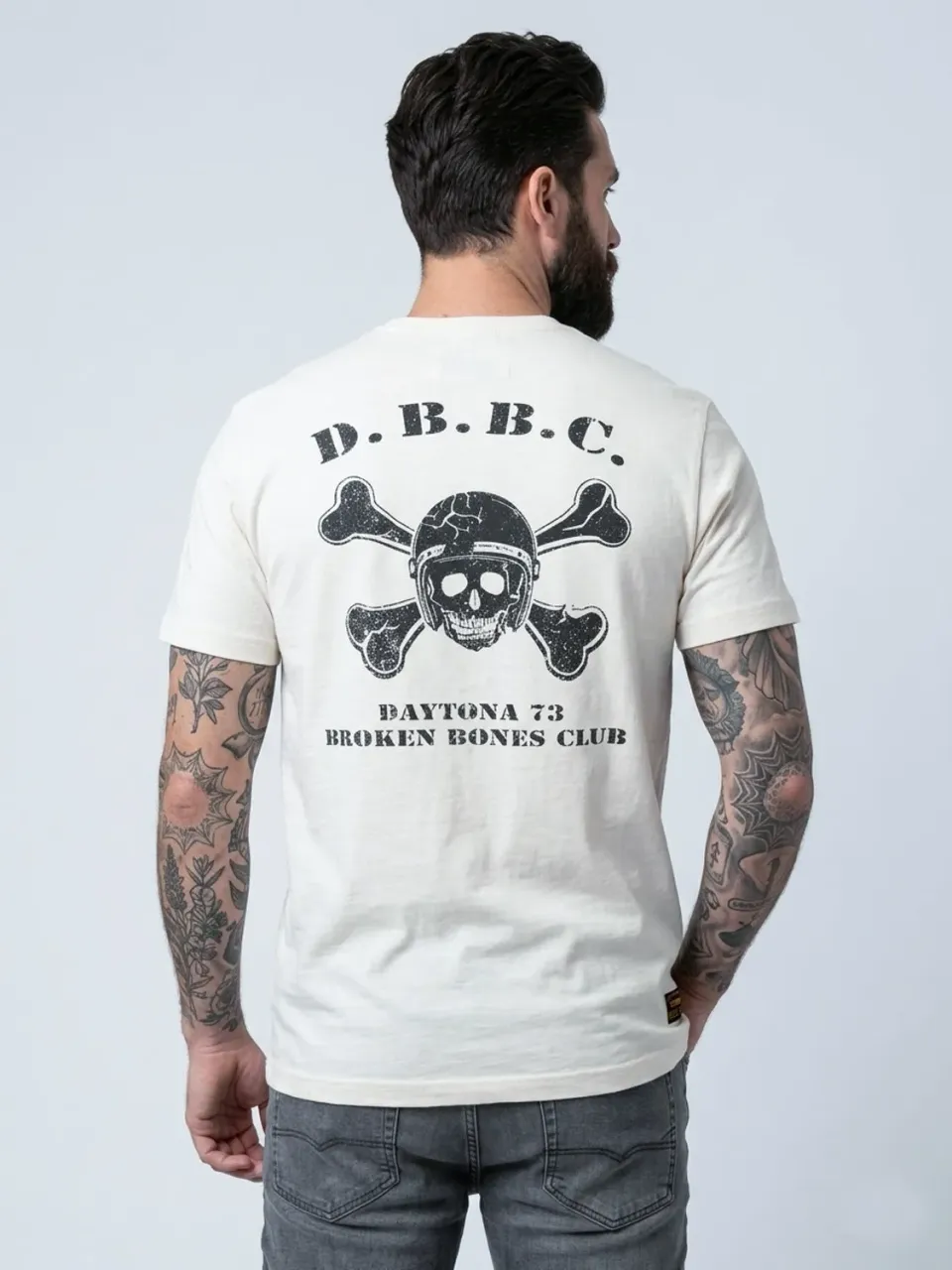 Daytona Bones t-shirt tête de mort offwhite coton slub