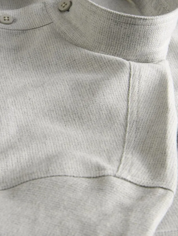 Hollington chemise col mao coton gratté gris clair