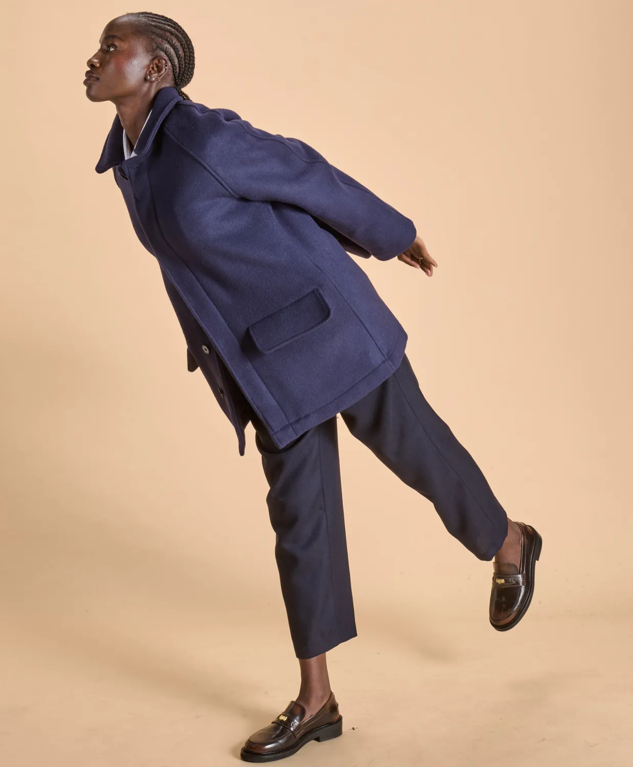 SOUBACQ Le Trench Highland trench laine bleu profond