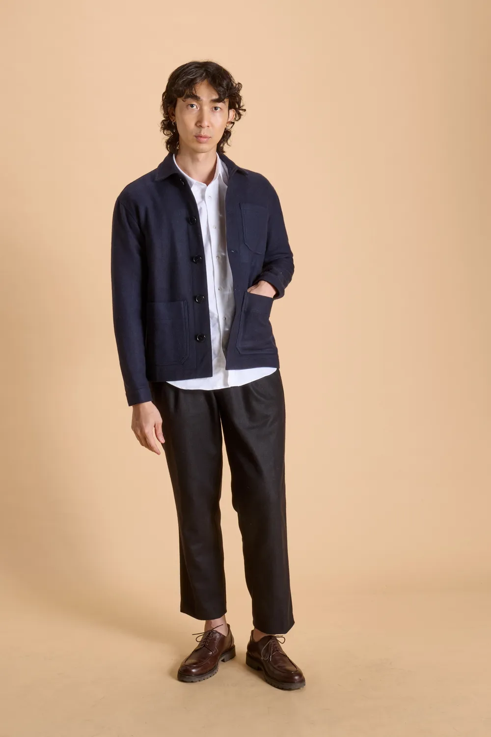 Soubacq Hermine veste de travail laine bleue