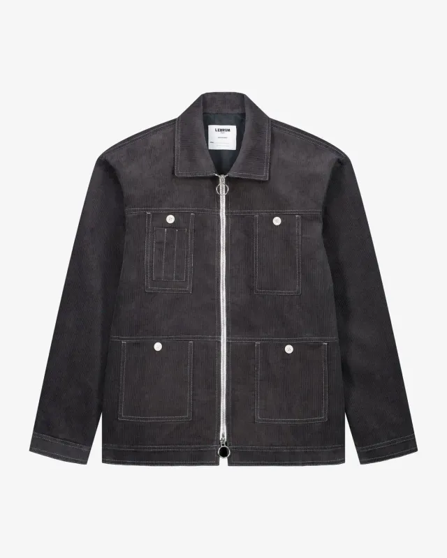 Lebrun blouson gris velours côtelé zippé homme