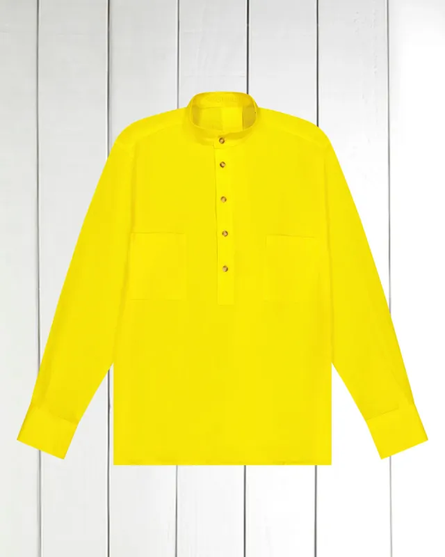 Hollington chemise col mao lin jaune droite
