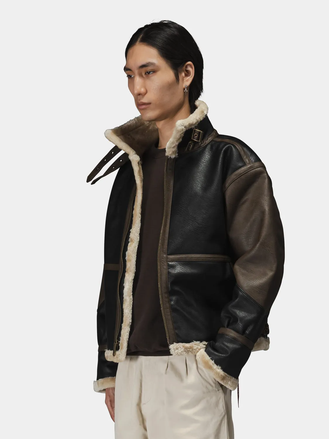 Alpha Industries B-3 Mod blouson simili cuir marron sherpa