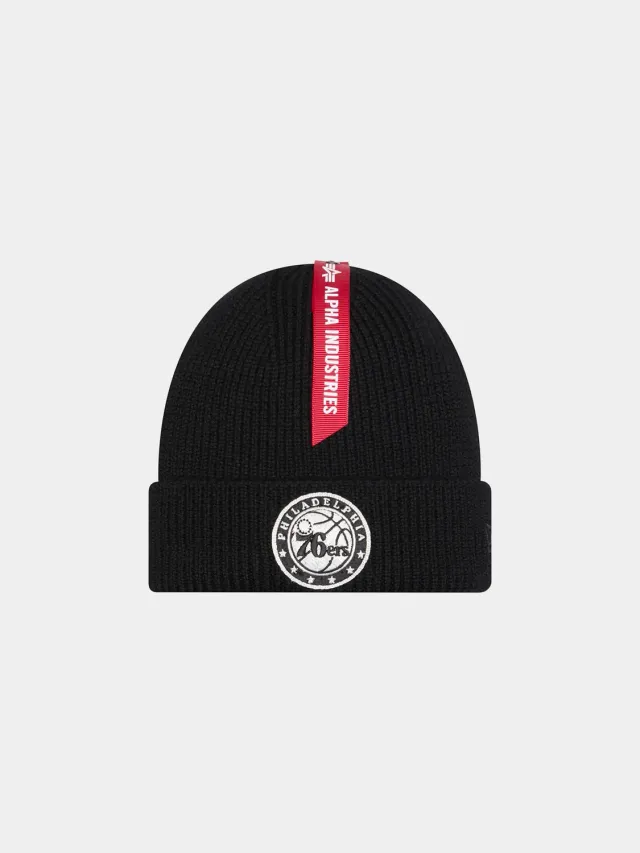 Alpha Industries 76ers x New Era bonnet court laine noir