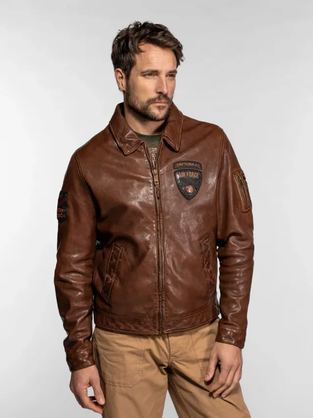 Daytona Fulton blouson cuir aviateur dark cognac agneau