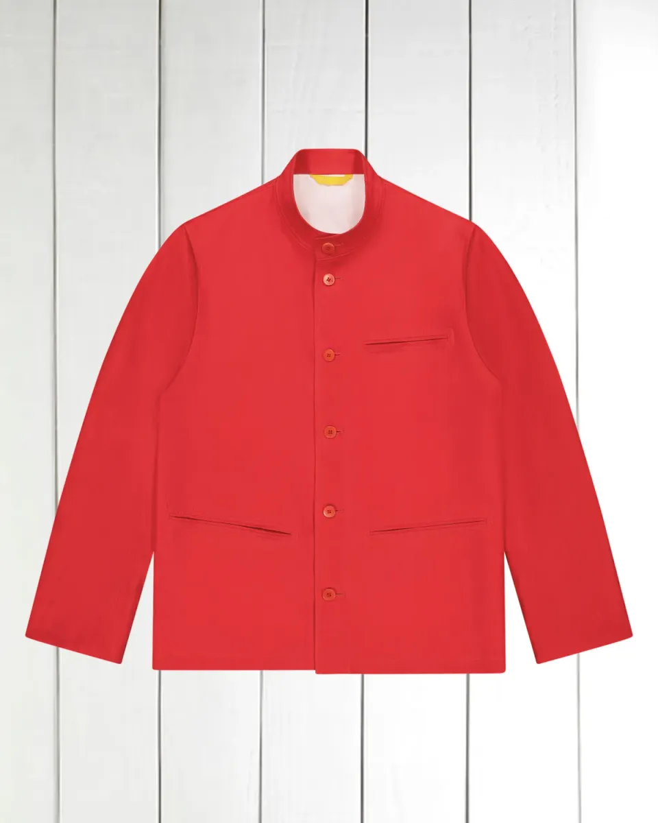 Hollington Megève veste lin rouge col officier 46