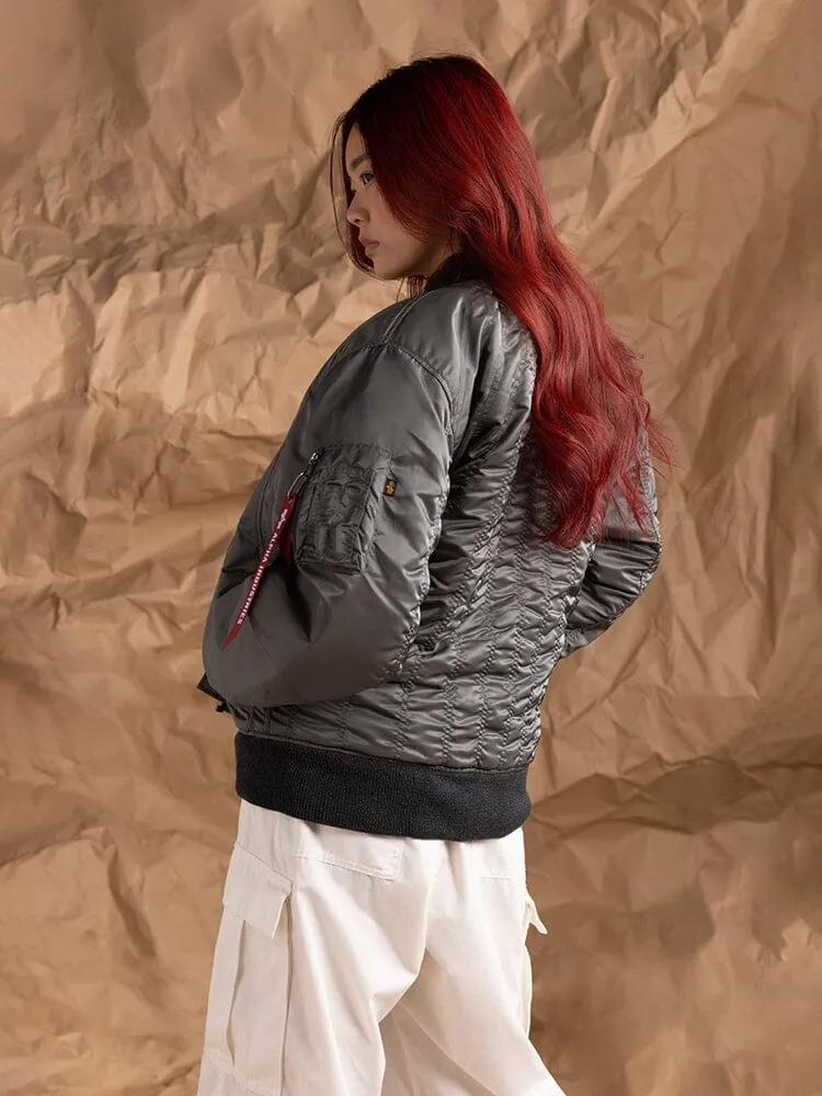 Alpha Industries MA-1 Shirring bomber femme gris matelassé
