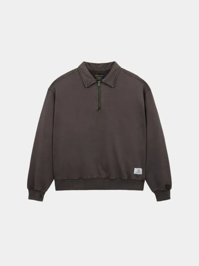 Alpha Industries Essential Battlewash Sweat Zip Hickory Coton