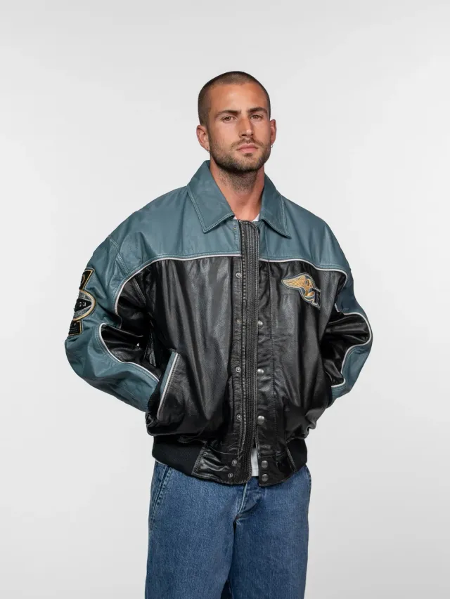 Daytona Langdon teddy homme noir cuir buffle
