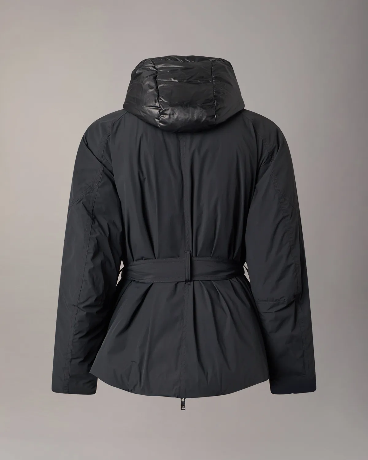 Moose Knuckles Tegan parka 3/4 noire ceinturée duvet
