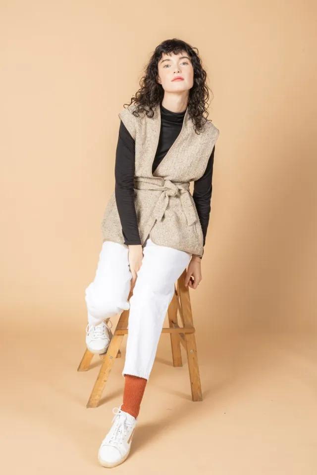 Soubacq Castiglione gilet tweed beige