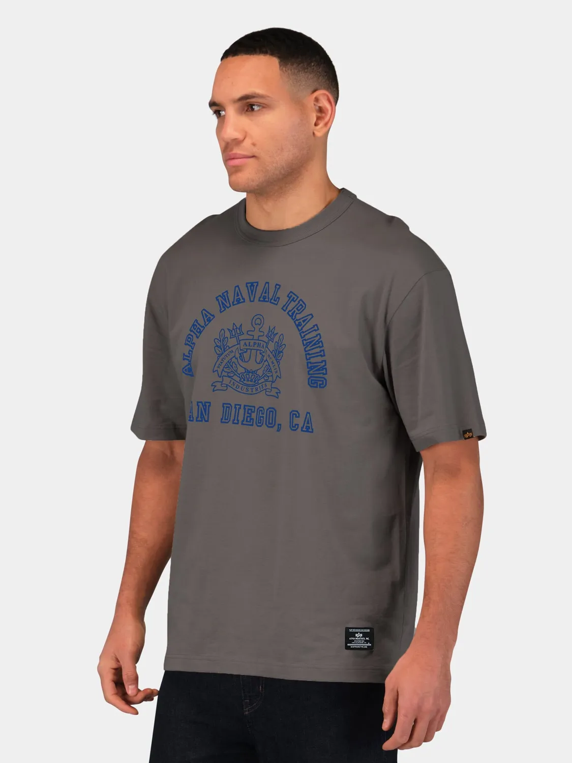 Alpha Industries Naval Base San Diego t-shirt gris coton relaxe