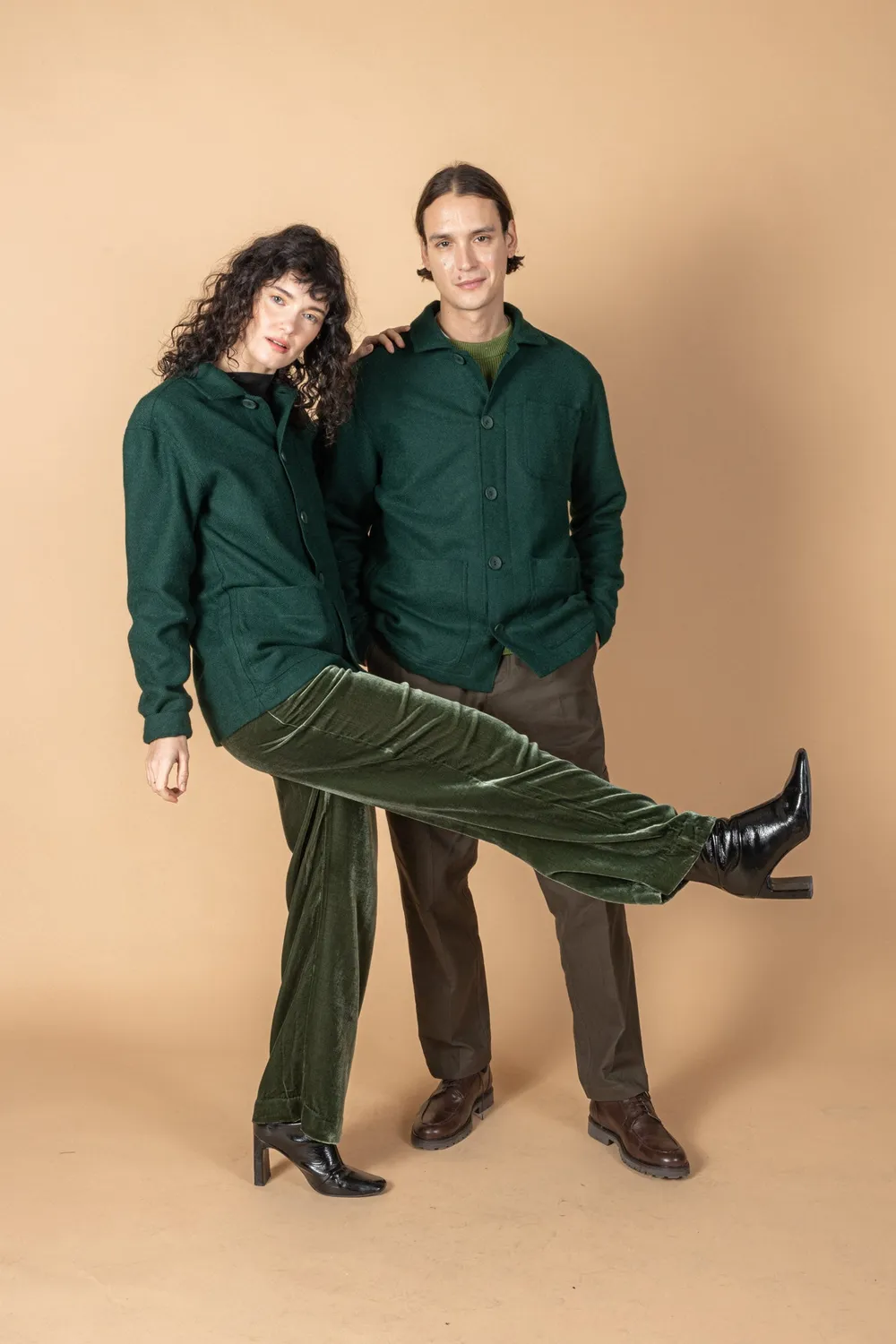 Soubacq Le Bleu Jade veste de travail laine vierge verte