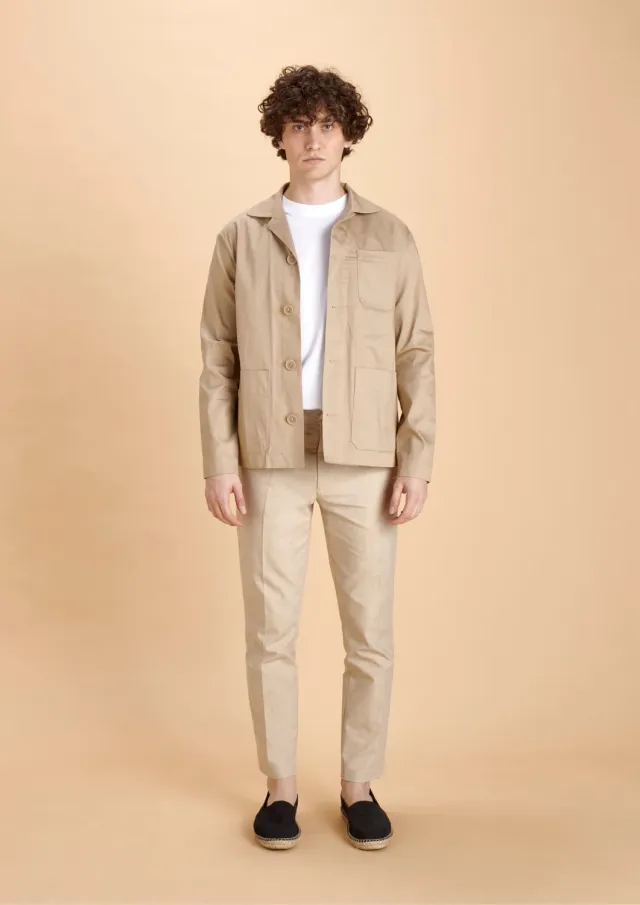 Soubacq Le Bleu Sable veste de travail coton beige