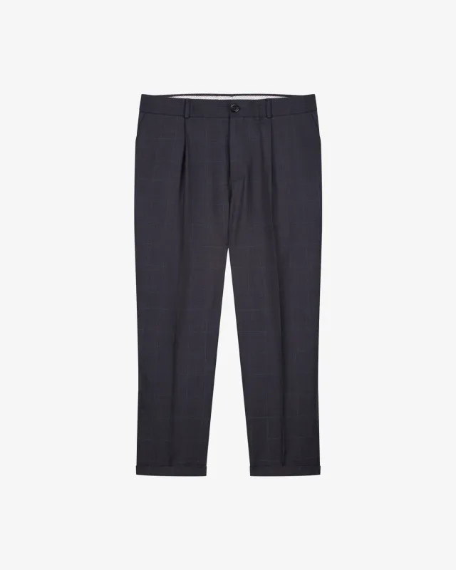 Lebrun Pantalon Laine Marron à Pinces Homme