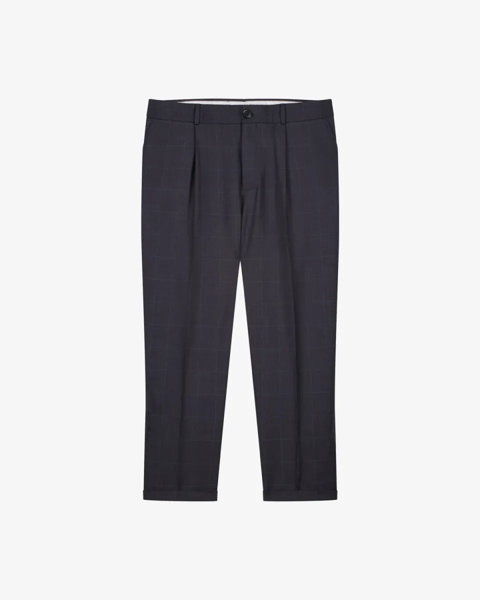 LEBRUN Plissé Super 140 Pantalon Laine Marron Glen